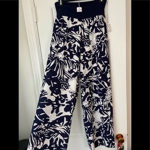 Flowy Navy and White Floral Pants